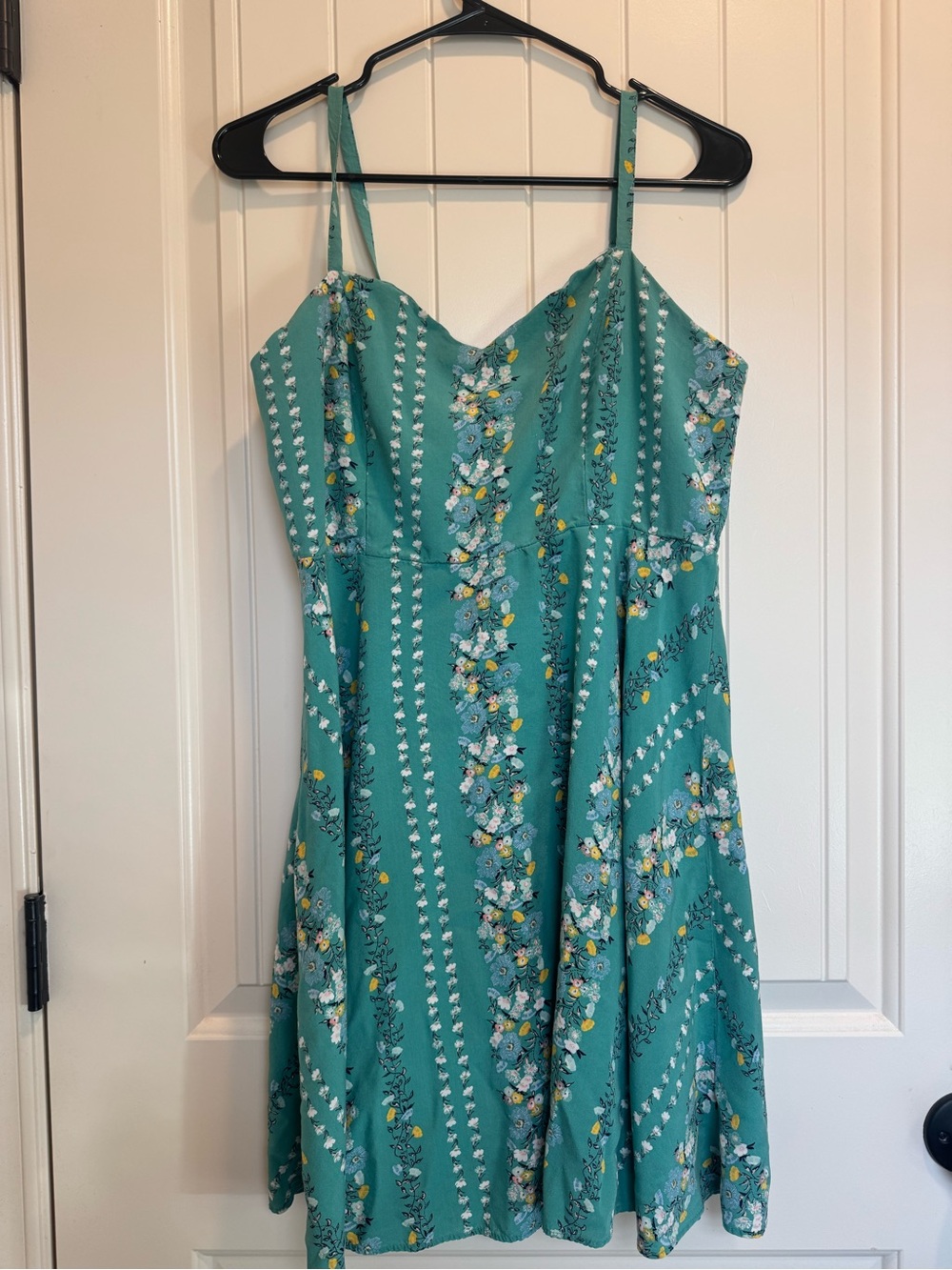 Old Navy Teal Floral Spaghetti-Strap Mini Dress